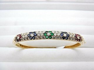 Vintage Estate 14k Diamond,  Sapphire,  Ruby Emerald Bracelet