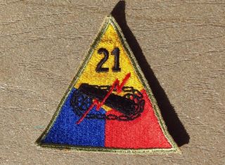 Ww2 Us Army Military 21st Armored Division Forces Patch Ssi Insignia
