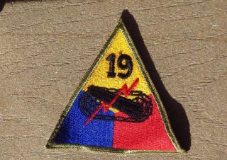 Ww2 Us Army Military 19th Armored Division Forces Patch Ssi Insignia
