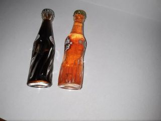 2 Vintage Miniature Bottles Orange Crush And Pepsi,  Full With Caps