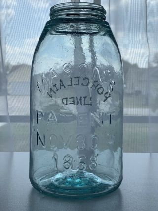 Erased Mason’s 1858 Porcelain Lined Fruit Jar Half Gallon