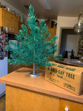 Vintage 31 Branch Stainless Aluminum Christmas Tree Blue Green