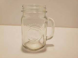Collectible Clear Glass Golden Harvest Mason Drinking Jar With Handle 24 Oz.