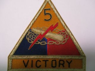 U.  S.  Army Wwii Veteran Blazer Patch For 5th Armored Diviision " Victory "