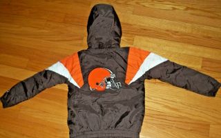 Vintage Cleveland Browns Starter Jacket With/hood Size Small (8) Kids - Euc