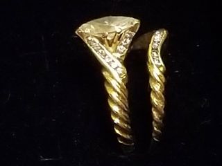 1.  5ct plus yellow gold Diamond marquise wedding ring and band vintage 2