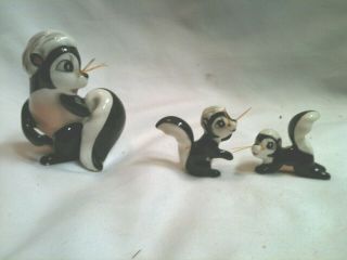 Vintage Miniature Figurines,  Skunk Family Set Of 3,