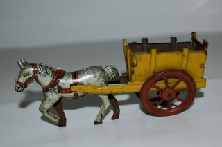 Early German Tin Penny Toy Donkey Pulling Cart,  Look1