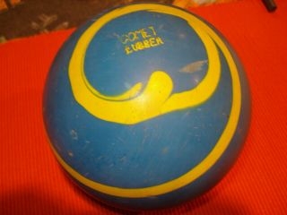 Vintage Comet Rubber Duckpin Bowling Ball Blue/yellow Stripe 4 7/8 " 3 Lb 8 Oz