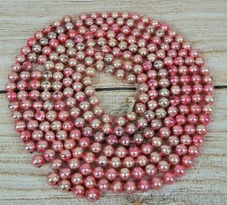 Vintage Shabby Retro Pink Mercury Glass Beads Christmas Garland String 9ft,