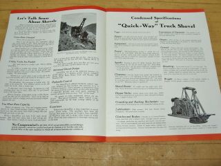Vintage 1920 ' s Quick Way Truck Shovel Crane Brochure Construction Equipment 2