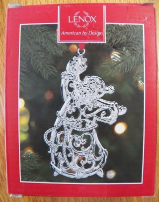 Lenox Sparkle And Scroll Silver Santa Claus Christmas Ornament