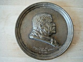 Teddy Roosevelt Brass/bronze High Relief Plaque/progressive Brass Co/exc.  Cond.