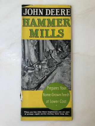 1940 John Deere Hammer Mills Advertising Farm Tractor Brochure Vintage