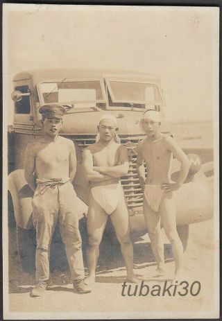 C25 Imperial Japanese Army Photo Naked Soldiers By Military Truck In Ch