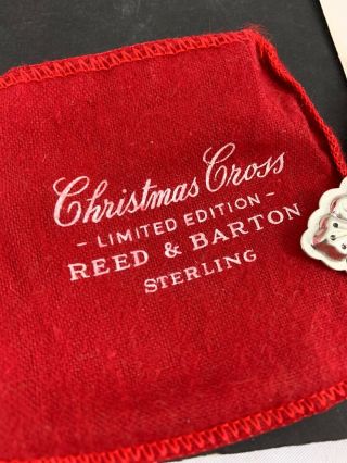 1978 Reed & Barton Sterling Silver Christmas Cross Ornament With Red Felt Pouch 2