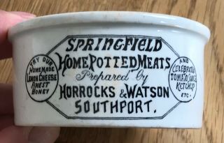 Horrocks & Watson,  Southport ‘springfield Home Potted Meats’ Pot