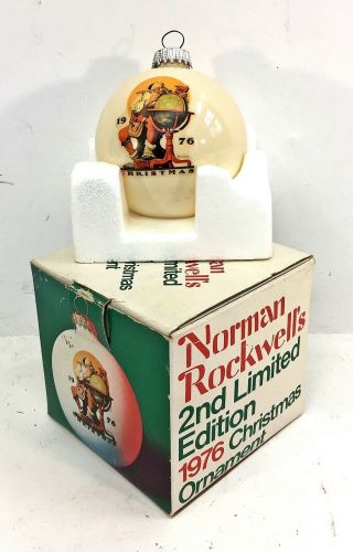 1976 Norman Rockwell 2nd Limited Edition Santa Claus Christmas Ornament W/box Fs