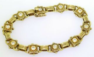 Vintage heavy 18K gold 1.  20CTW VS2/G diamond Etruscan style link bracele 2