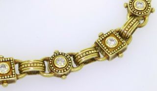 Vintage heavy 18K gold 1.  20CTW VS2/G diamond Etruscan style link bracele 3