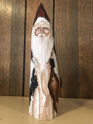 Vintage Wooden Santa Hand Painted 9 1/2” Signed 1991