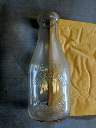 Vintage Milk Bottles Quart Hillside Dairy Arvin Calif.