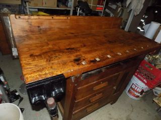 Vintage Work Bench Table With 2 Vise Desk - Vintage Woodworking