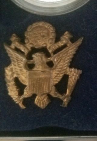 Ww2 Gold Brass Eagle Device Us Army Visor Cap Hat Military Emblem Pin Amcraft