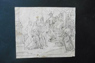 Italian - Neapolitan School 18thc - Biblical Scene Circle Solimena - Ink Drawing