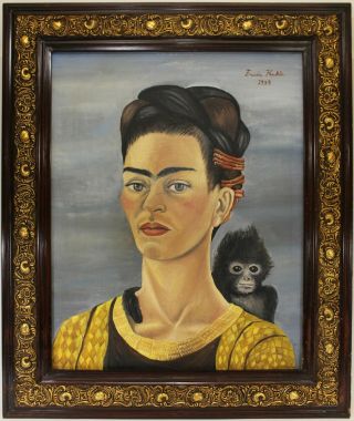 Mexican Frida Kahlo Signed Vintage Oil Painting On Canvas,  Mexican Art