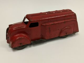 Vintage Wyandotte Pressed Metal Red Tanker Truck Toy