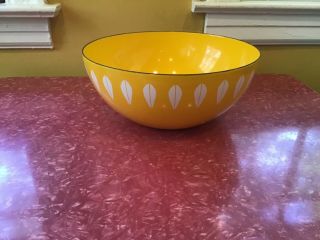 Vintage Cathrineholm Yellow Enamelware Bowl With Small Lotus 9.  5” (24 Cm)