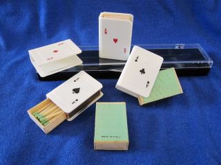 Vtg.  Set/4 Plastic Mini Book Covers For Boxed Wooden Matches,  Italy