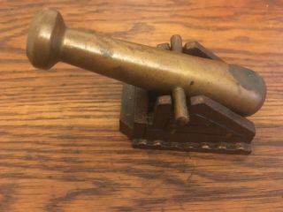 Vintage Small Us Civil War Brass Cannon Collectible Heavy Toy