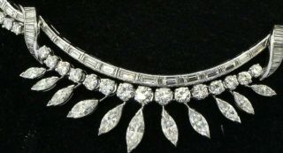 Vintage 1950s heavy Platinum 20.  0CTW VS1/F formal necklace w/ large diamonds 2