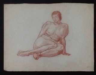 Adele Watson (california Listed) Large Female Nude Red Chalk Sanguine C 1930 