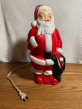 Vintage Small 12 " Lighted Blow Mold Christmas Santa Claus Decoration 1968 Empire