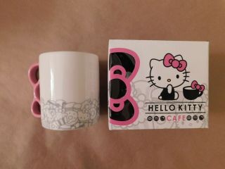 Hello Kitty Pop - Up Cafe Exclusive Ceramic Pink Bow Handle Mug Cup 2