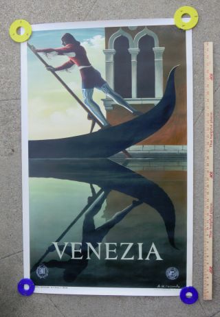 Vintage Venezia Venice Italy Gondola Travel Poster By A.  M.  Cassandre