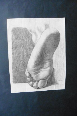 French School 18thc - Study Of A Foot - Fine Charcoal Drawing