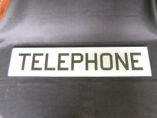 Vintage Glass Telephone Booth Sign White And Black Plate Glass