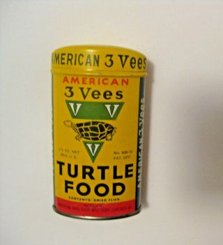Vintage American 3 Vees Turtle Food Advertising Tin Killer Graphics & Color