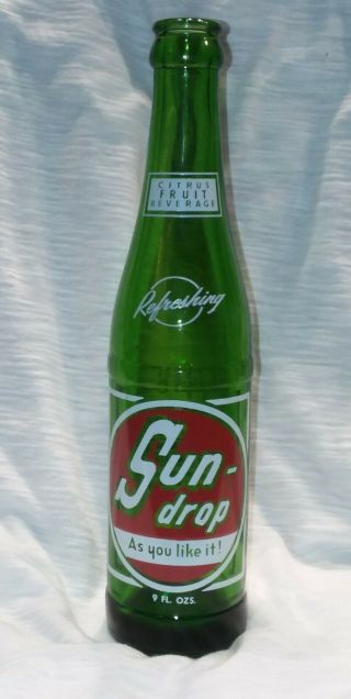 Vintage 9 Oz Sun - Drop Soda Bottle, .  Collectible