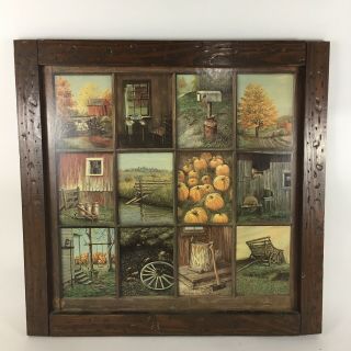 1970’s Homco 12 Window Pane Picture Home Interiors Fall Country Barn B.  Mitchell