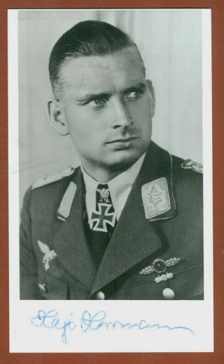 Colonel Hajo Herrmann Signed Photo Rkt Ol & S Inspector German Air Defense