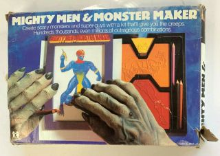 Vintage Complete 1978 Tomy Mighty Men And Monster Maker Drawing Kit