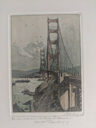 Color Etching Golden Gate Bridge Josef Eidenberger Signed/provenance