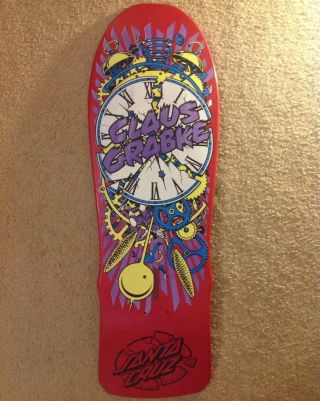 Nos / Vtg Santa Cruz Claus Grabke Exploding Clock Old School Skateboard Deck