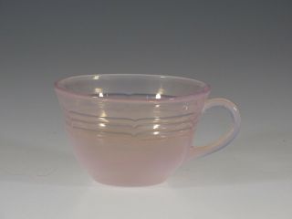 Rare Unlisted Vintage Fire King Glass Pink Opalescent Three Bands Cup C.  1952