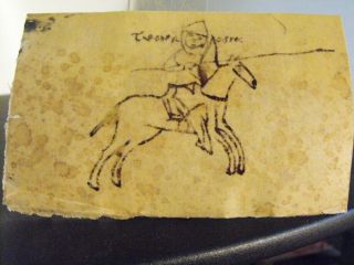 Medieval Drawing On Vellum,  14th.  Century